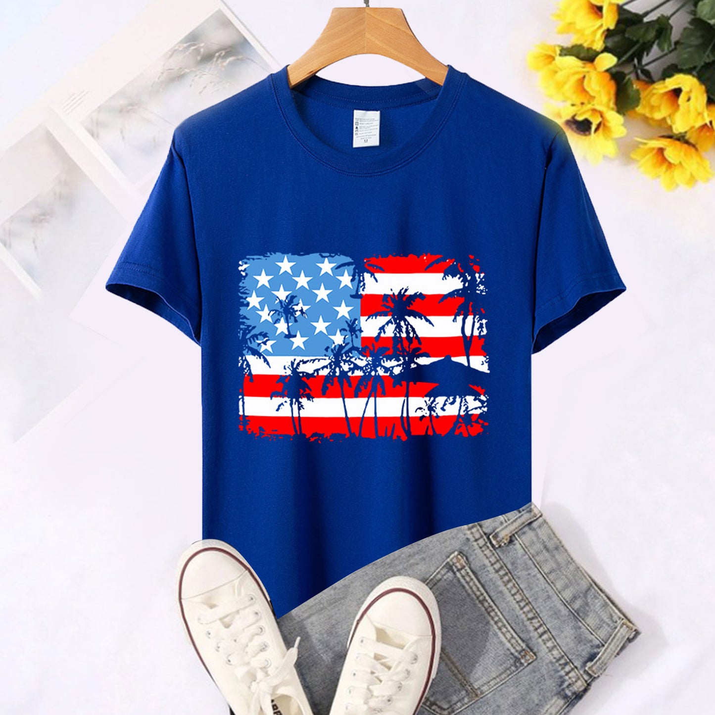 American Flag Ink Printed Blouse