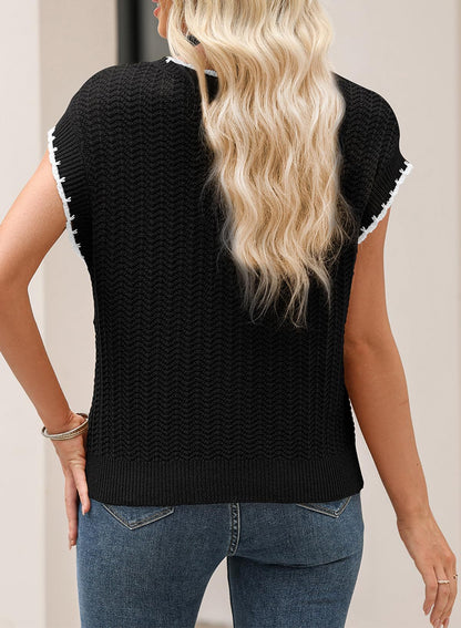 Knit crew neck sweater vest