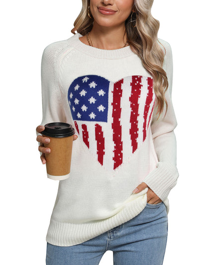 USA Heart Knitted Pullover Sweaters