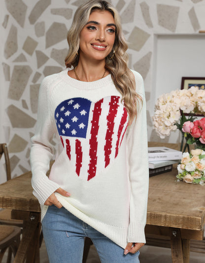 USA Heart Knitted Pullover Sweaters