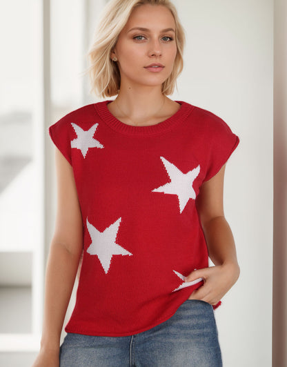 Star Pattern Sleeveless  Crewneck Tank Top