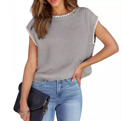 Knit crew neck sweater vest