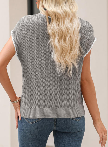 Knit crew neck sweater vest