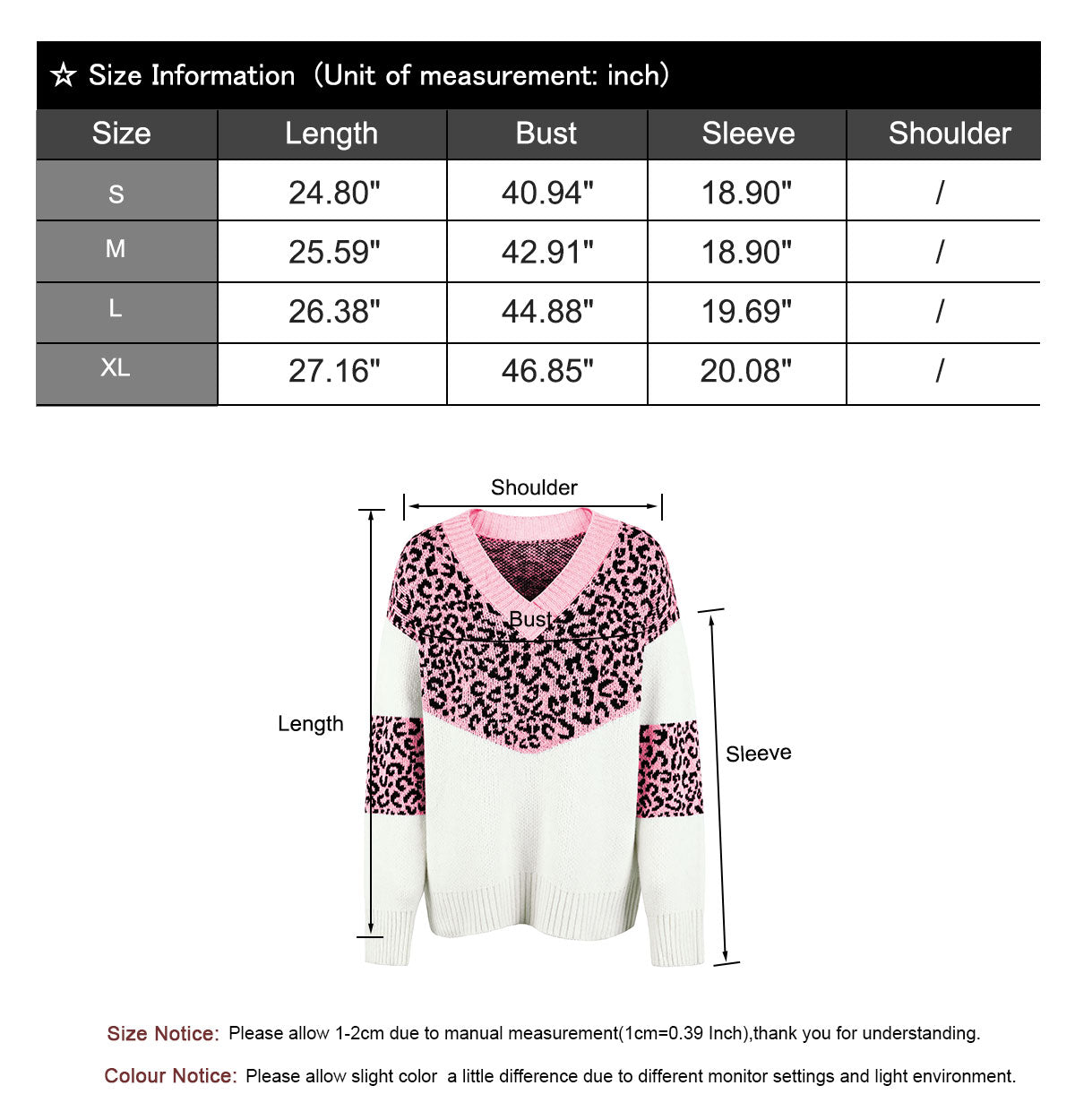 V-Neck Pullover Leopard Knit Sweater