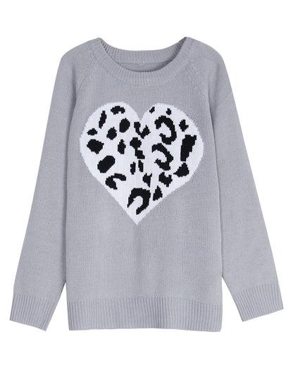 Lepord Print Sweater Womans Cute Pullover