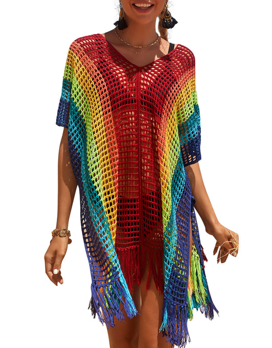 Swimsuit Cover ups for Women Multicolored Beach Dress
