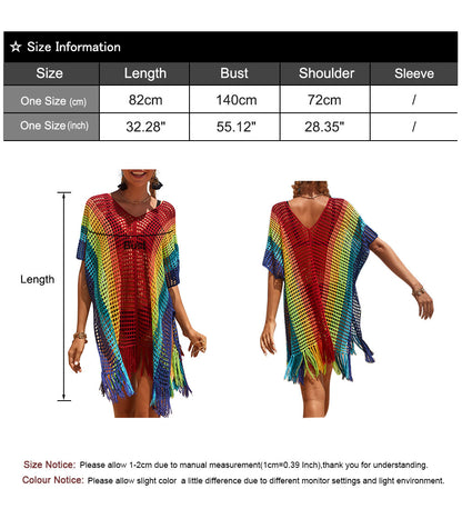 Swimsuit Cover ups for Women Multicolored Beach Dress