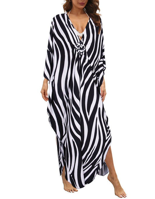 Women Zebra Printed Swimwear Cover Ups