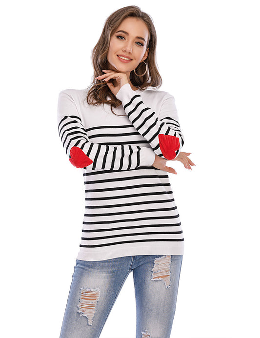 heart elbow patch sweater