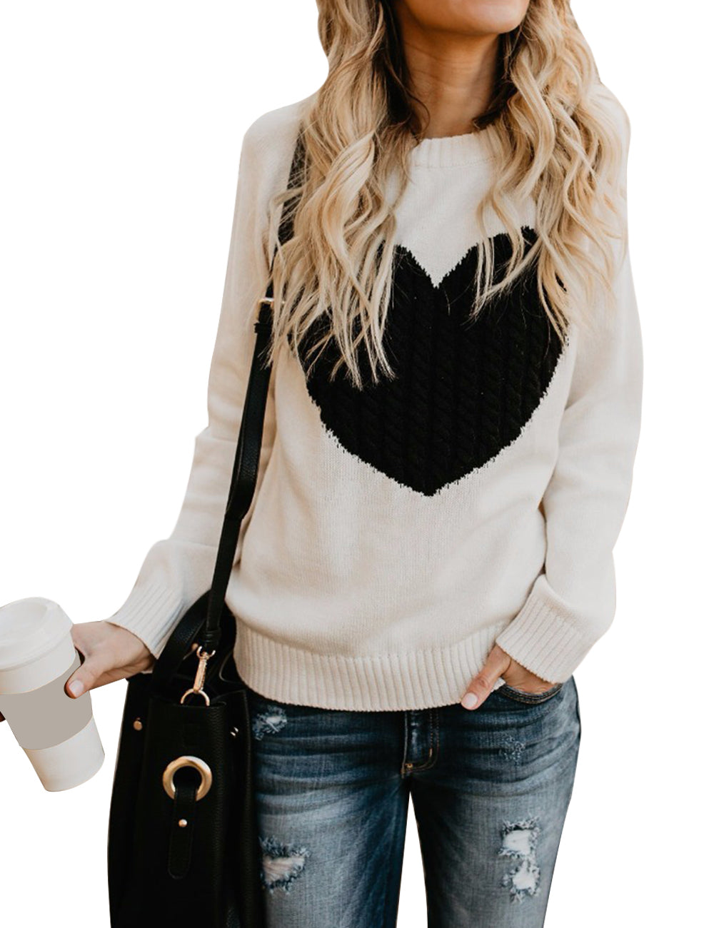 Women Cute Heart Sweater