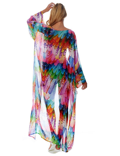 Bohemian Print Chiffon Kimonos Cover Up