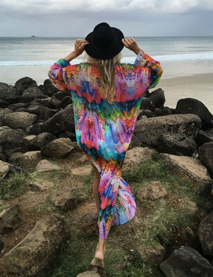 Bohemian Print Chiffon Kimonos Cover Up