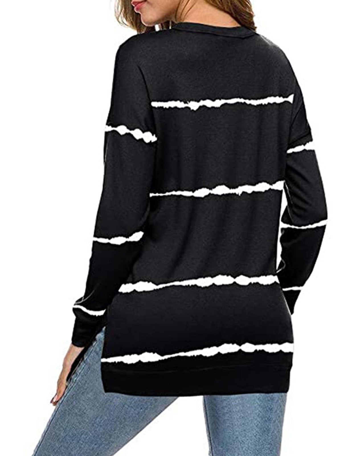 Striped Versatile Crewneck Loose Long Sleeve T-Shirt