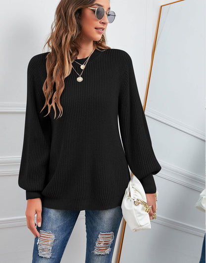 Women's Fall Knit Casual Soft Pullover Sweater Jumper Tops