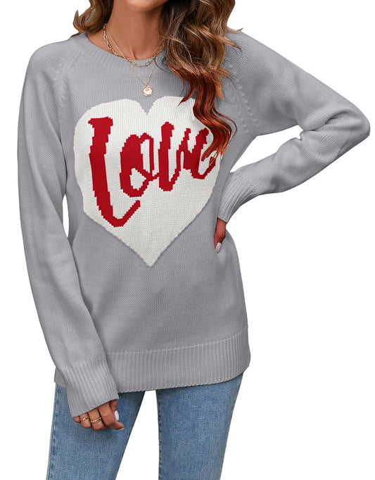 Love Heart Knitted Pullover Sweaters