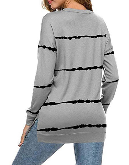 Striped Versatile Crewneck Loose Long Sleeve T-Shirt