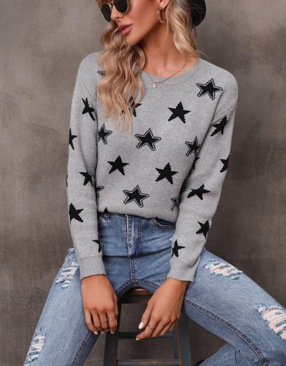 Star Graphic Knitted Sweaters for Womens