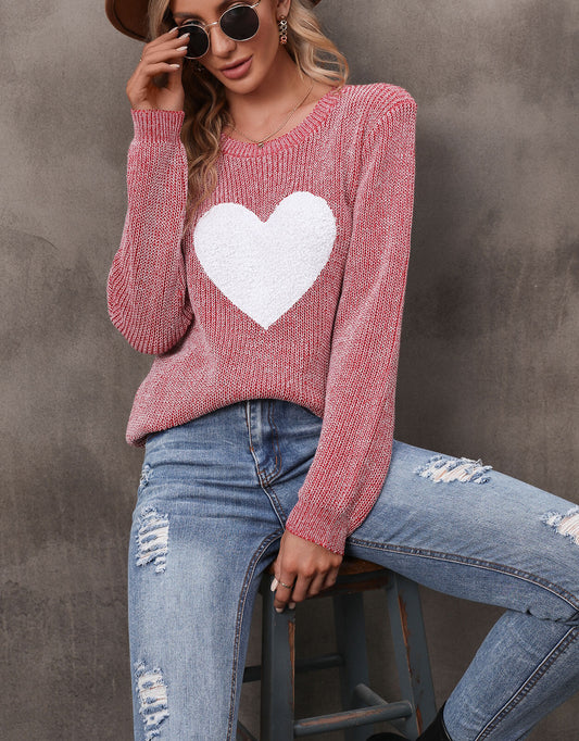 Cute Heart Knitted Pullover Sweaters