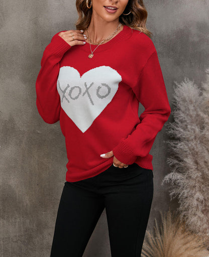 Shermie XXOO Inside Heart Pattern Sweaters