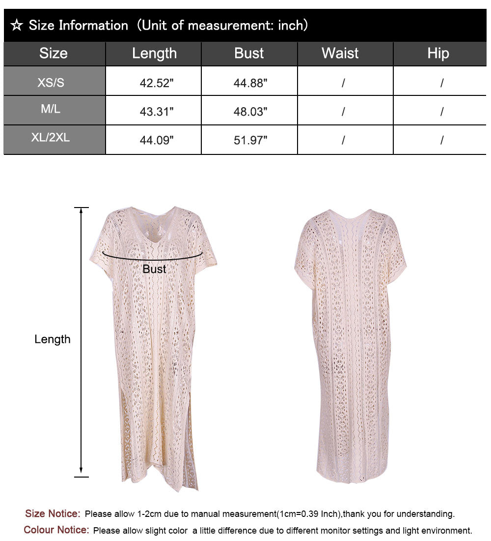 Swimsuit Cover Up for Women Summer V-Neck Crochet Beach Coverup