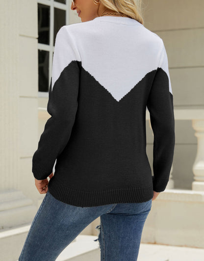 Color Block Crew Neck Sweater