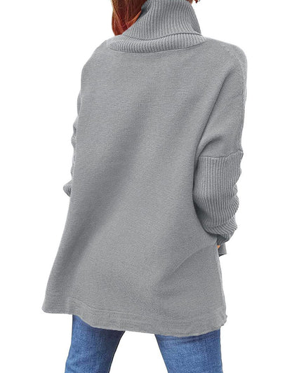 Mid Length Turtleneck Bat Sleeve Sweater