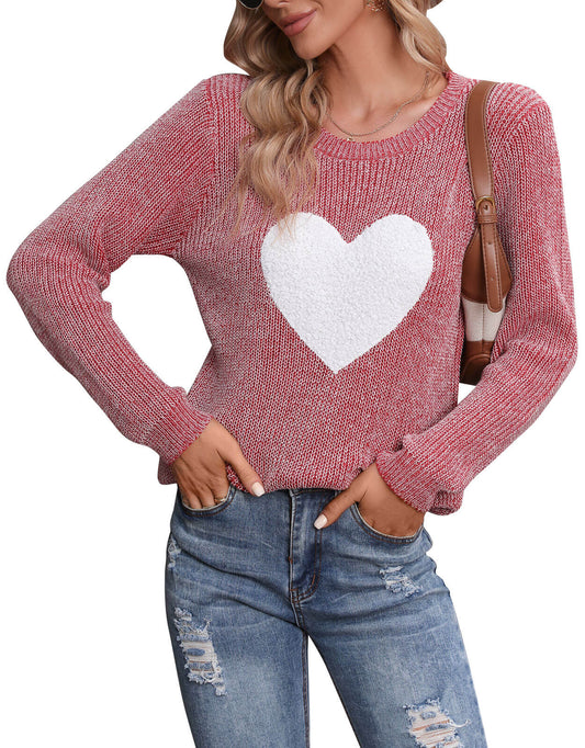 Cute Heart Knitted Pullover Sweaters