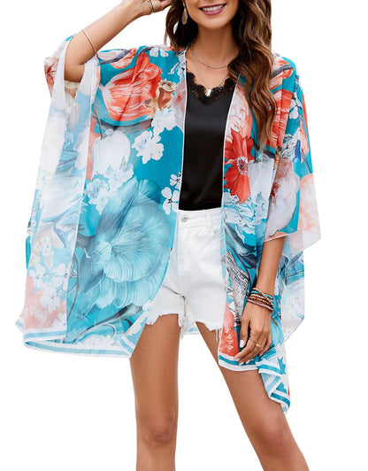 Floral Chiffon Kimono Cardigans Cover Up