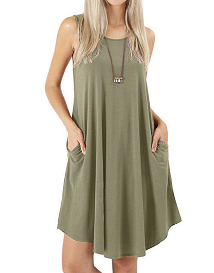 Sleeveless Tank beach Dresses with pockets