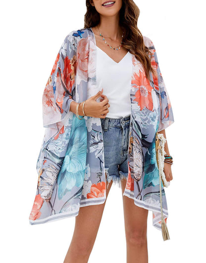 Floral Chiffon Kimono Cardigans Cover Up