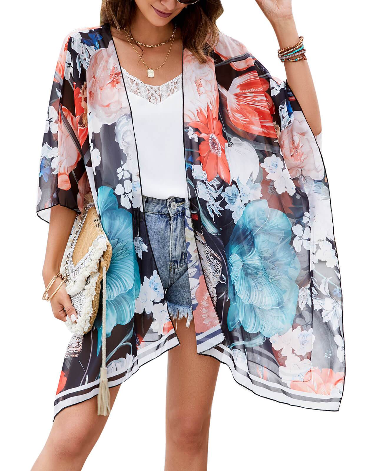 Floral Chiffon Kimono Cardigans