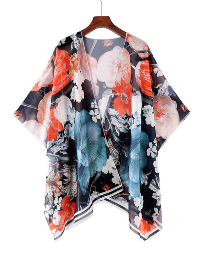 Floral Chiffon Kimono Cardigans Cover Up