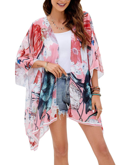 Floral Chiffon Kimono Cardigans Cover Up