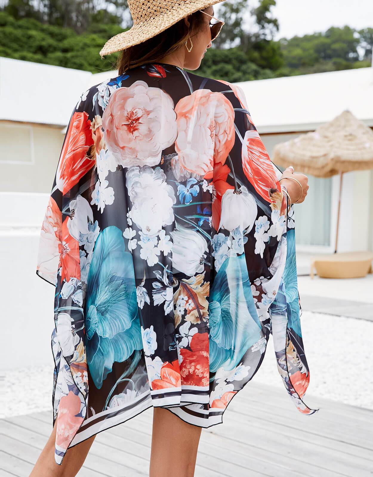 Floral Chiffon Kimono Cardigans Cover Up