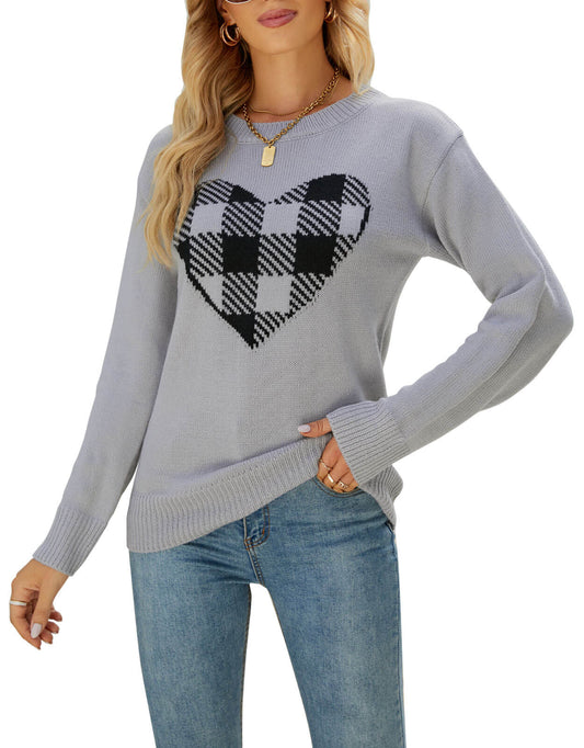 Shermie Crewneck Cute Heart  Sweaters