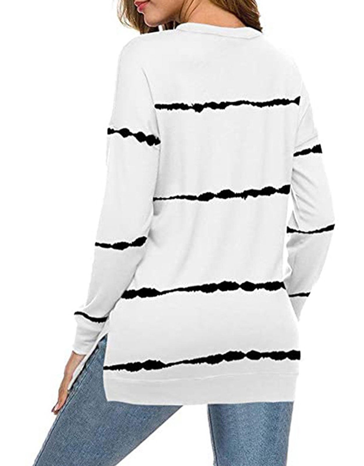 Striped Versatile Crewneck Loose Long Sleeve T-Shirt