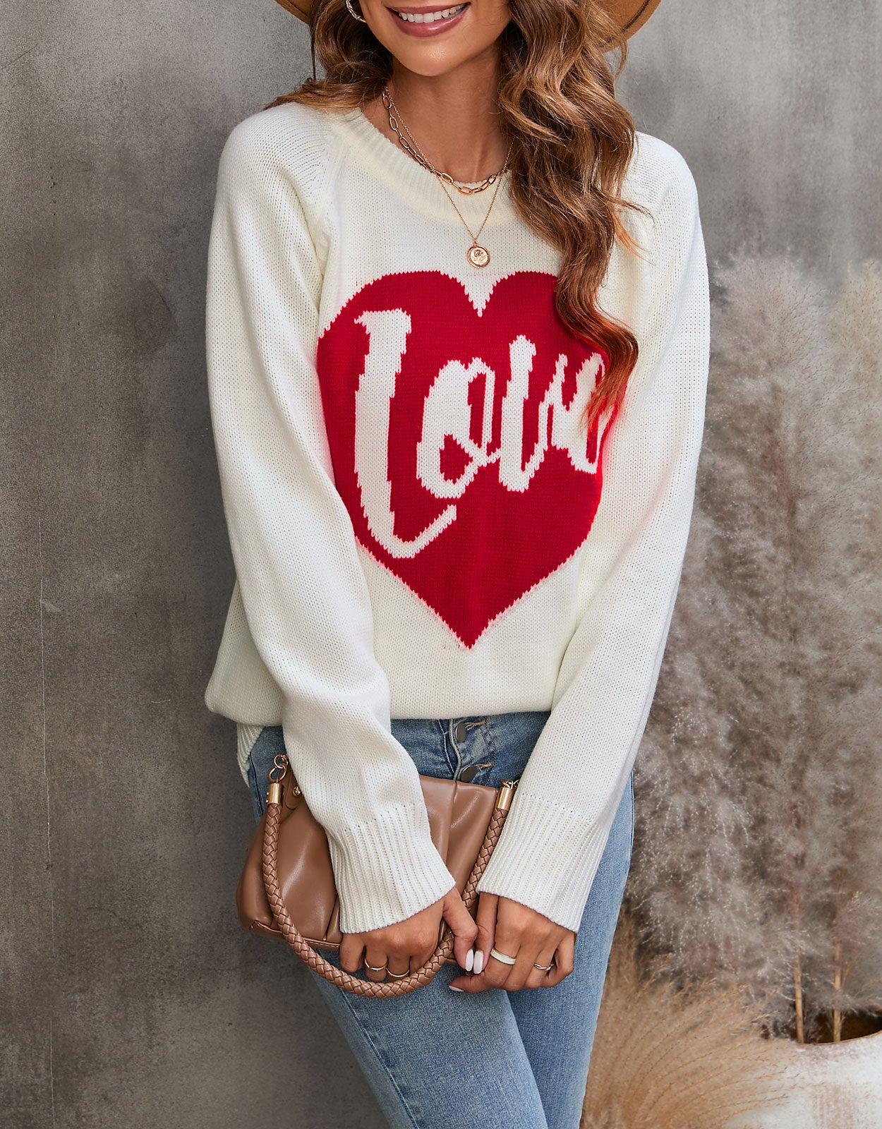 Love Heart Knitted Pullover Sweaters