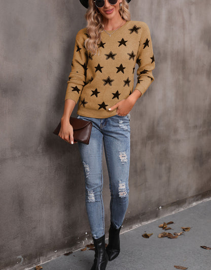 Star Graphic Knitted Sweaters for Womens