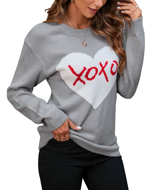 Shermie XXOO Inside Heart Pattern Sweaters