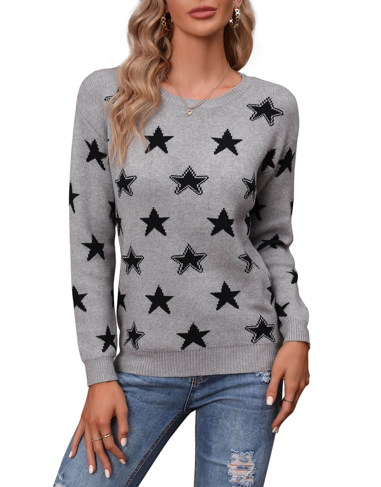 Star Graphic Knitted Sweaters for Womens