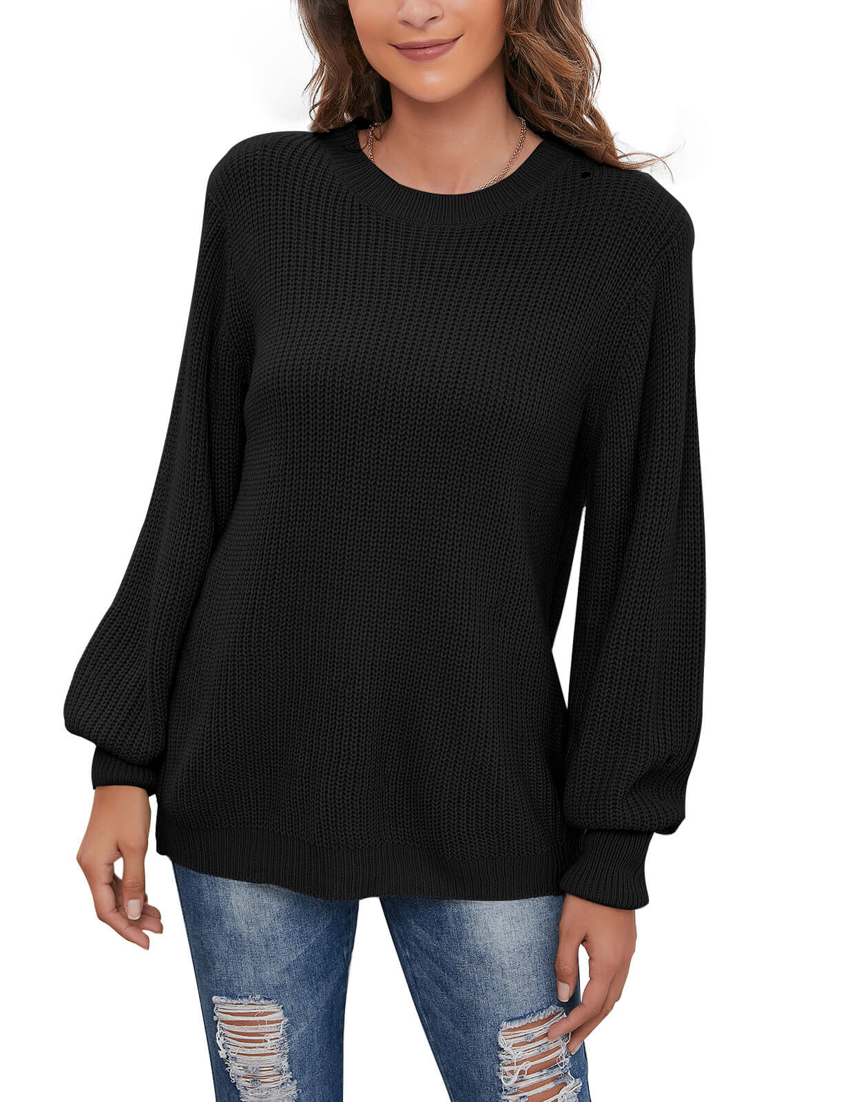 Women's Fall Knit Casual Soft Pullover Sweater Jumper Tops