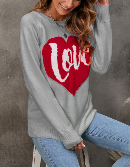 Love Heart Knitted Pullover Sweaters