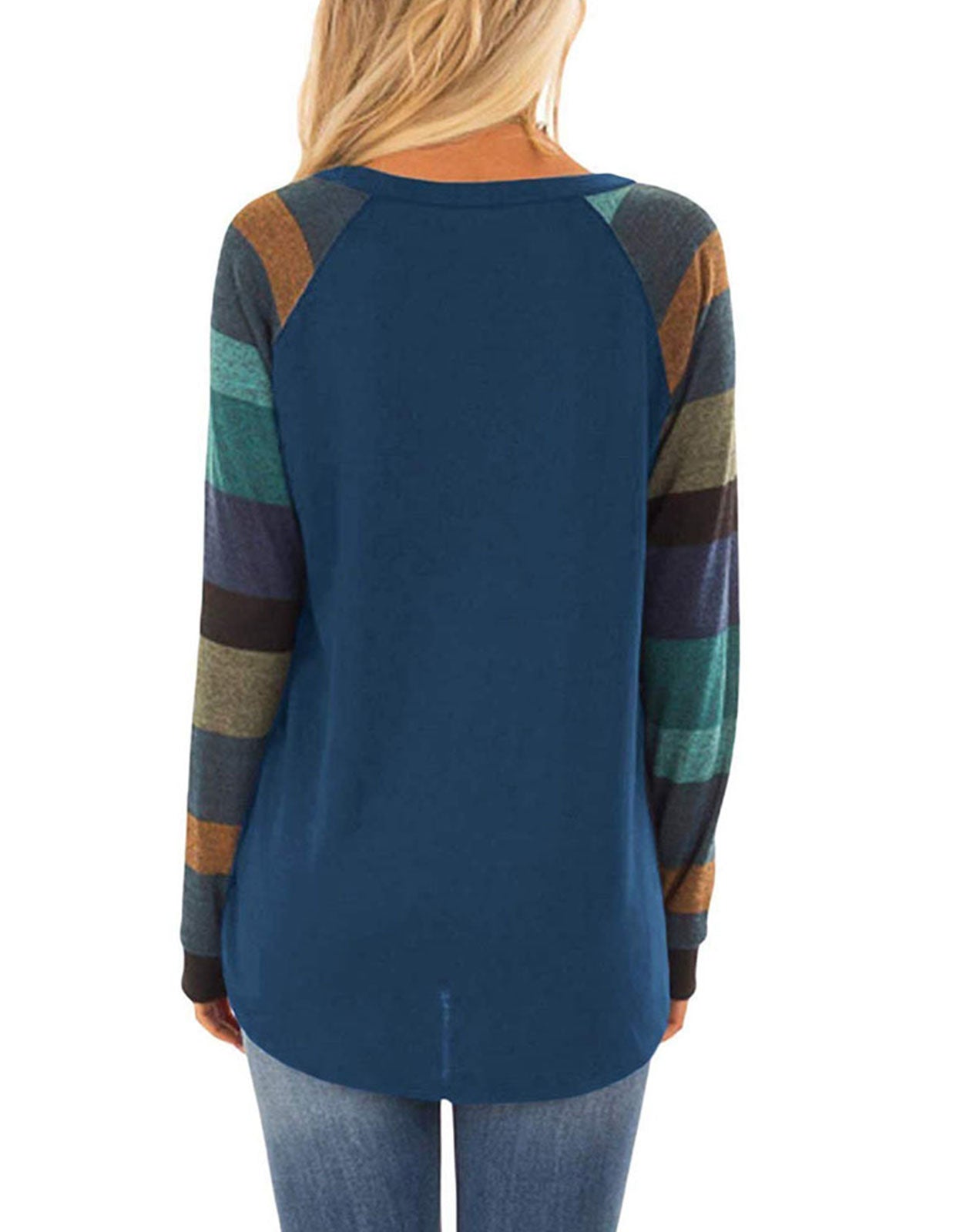 Women Striped Round Neck Long Sleeve Top